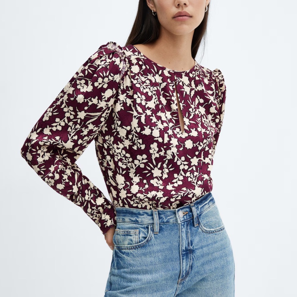 Mango Floral Print Long Sleeve Top